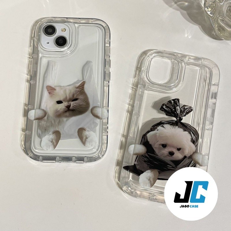 Casing HP iPhone 11 Pro Max 12 13 14 15 16 Plus XS XR 6+ 7+ 8 Plus Case couple lucu kucing dan anjin