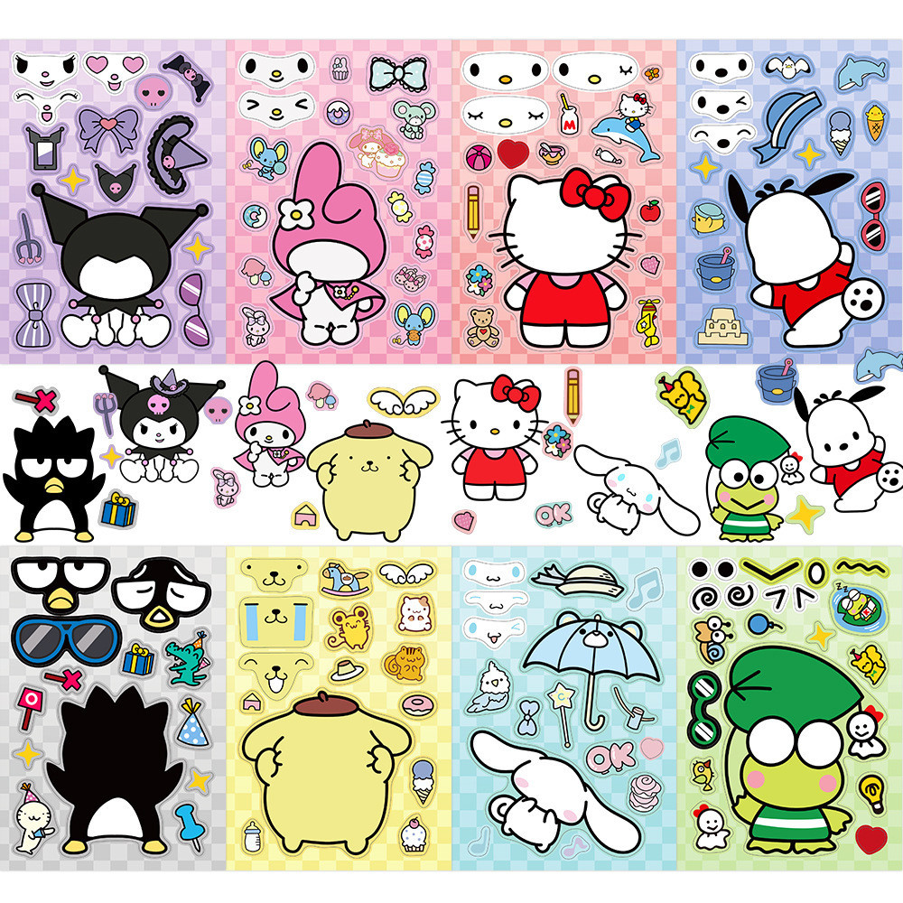 

【1PCS】lucu Sanrio Kuromi Anti Air Stikers Teka-teki edukasi buku harian DIY stiker Make a face