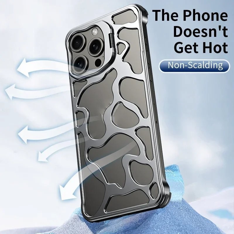 Casing For iPhone 15 14 13 Pro Max Case Metal Titanium Aluminum Alloy Heat Dissipating Cooling Cloud