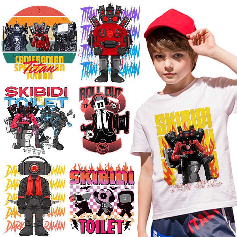 

New Skibidi Toilet Cartoon Iron on Patches for Clothing Anime DIY T-shirt Heat Transfer Patch Clothes Custom Vinyl Sticker Gifts