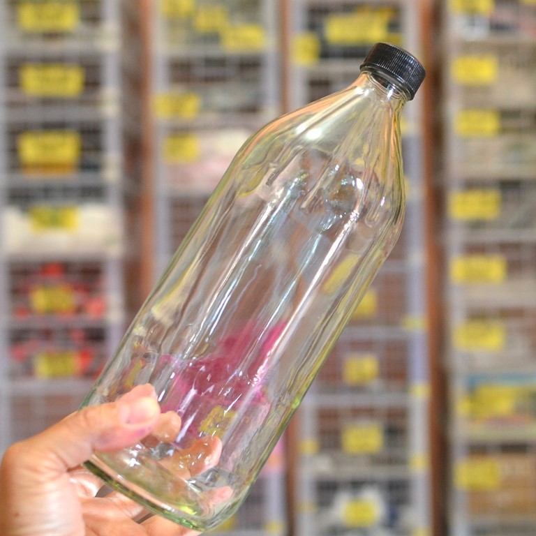 BOTOL BENSIN JAMU MADU KACA 1 LITER 1l air minum lebih sehat dari plastik anti tumpah