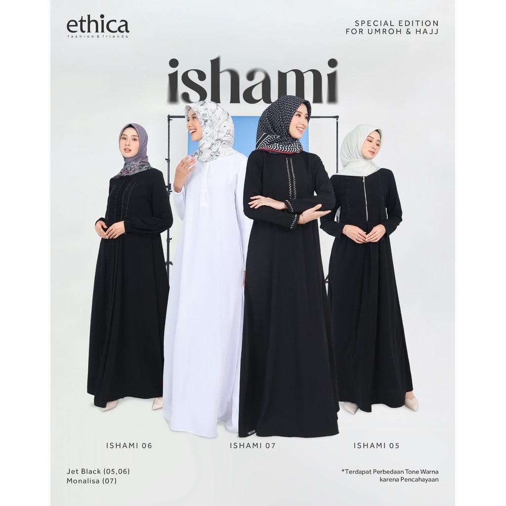 Gamis Ethica  Ishami 05  / Gamis Hitam Putih Haji Dan Umroh Series Original Ethica