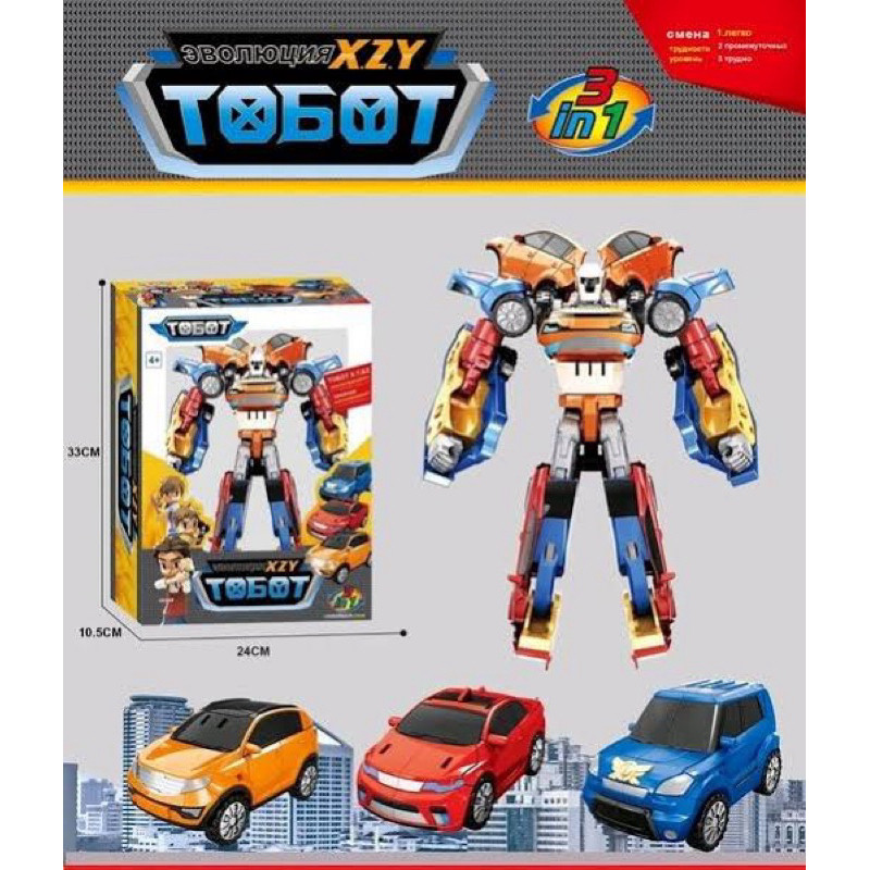 (BISA COD) UKURAN JUMBO  MAINAN ANAK ROBOT TOBOT 3 CARS COMBINE MINI TRITAN / ROBOT TO CAR / Tritan 