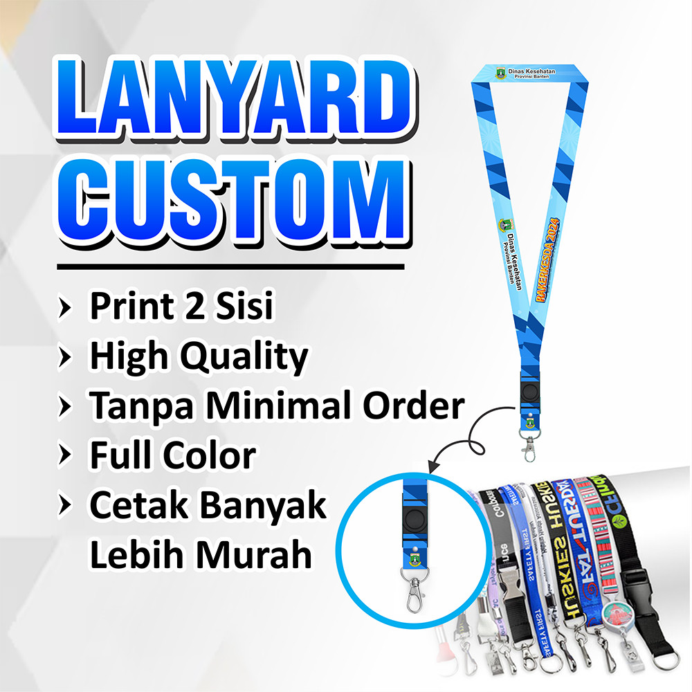 

(BISA SATUAN) LANYARD TALI ID CARD CUSTOM PROSES 2 - 3 HARI / CETAK TALI LANYARD PRINTING 2 SISI FULL COLOR