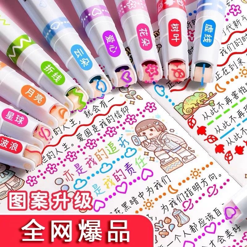 

Pena Kurva/Pena Akun Tangan/Pena Gelombang Halus Neon/Spidol/Pena Penanda Kunci