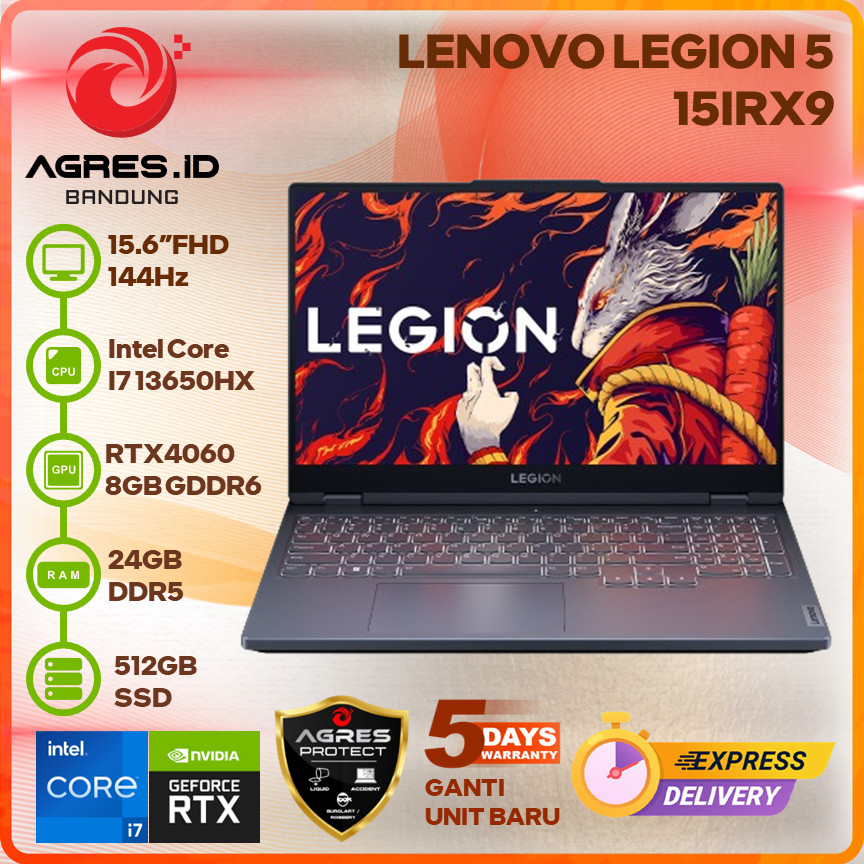 LENOVO LEGION 5 15IRX9 I7 13650HX RTX4060 24GB 512GB 15.6" FHD 144HZ