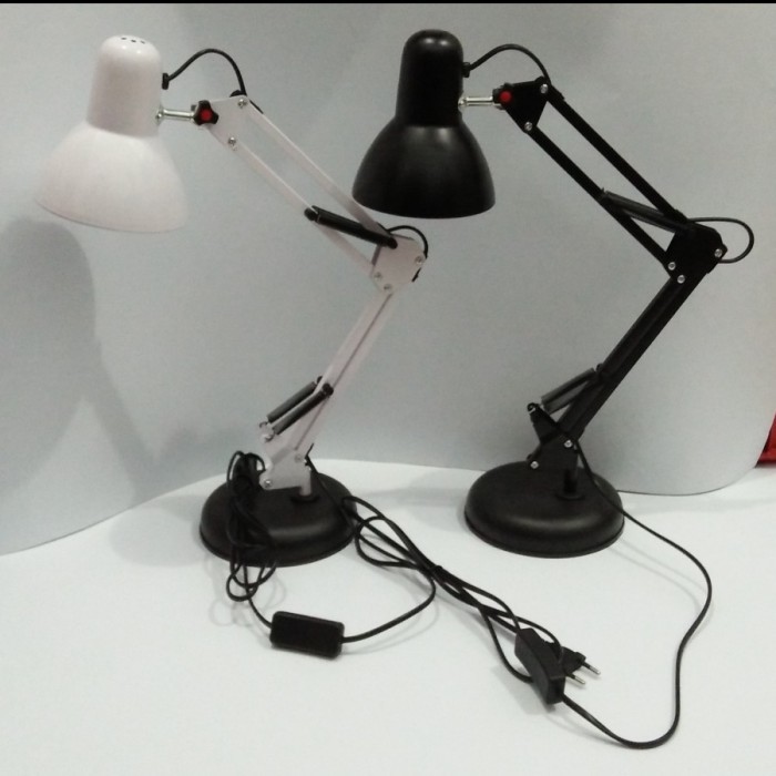 Tiang lampu meja lampu belajar baca tiang duduk dan jepit arsitek - Hitam