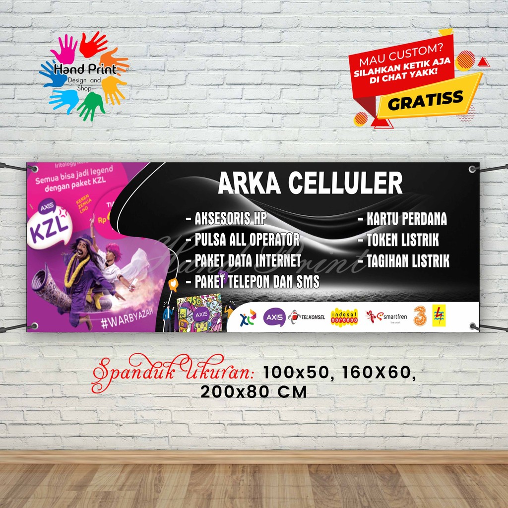 Cetak Spanduk Banner Konter Hitam Ungu MMT Spanduk Custom 200x80