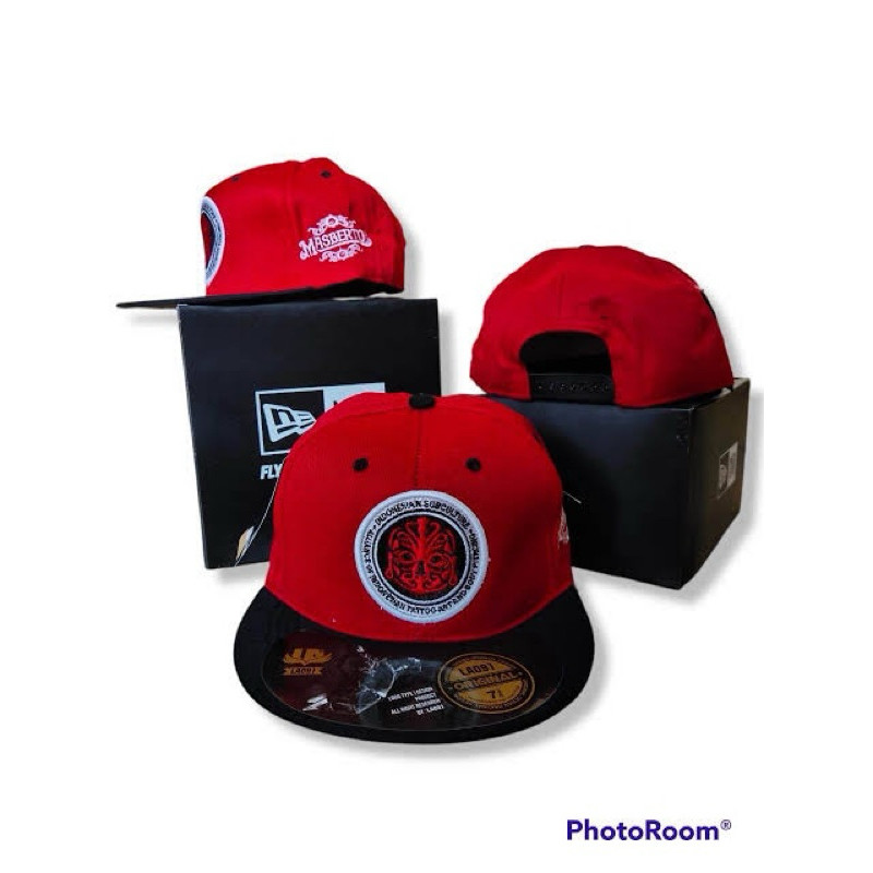 topi snapback masberto merah logo bordir