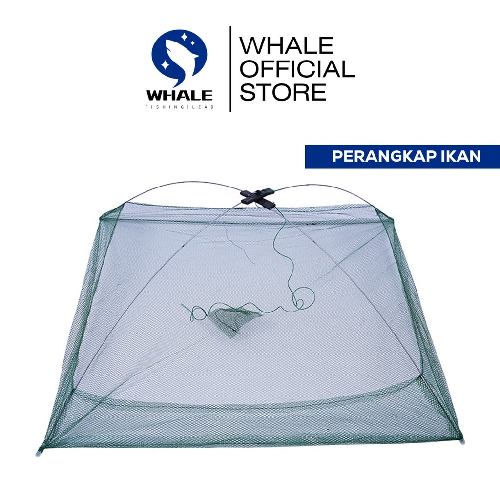 WHALE Jaring Perangkap Udang Kepiting Ikan Kecil Model Segiempat Tahan Lama Portable Perangkap Kepit