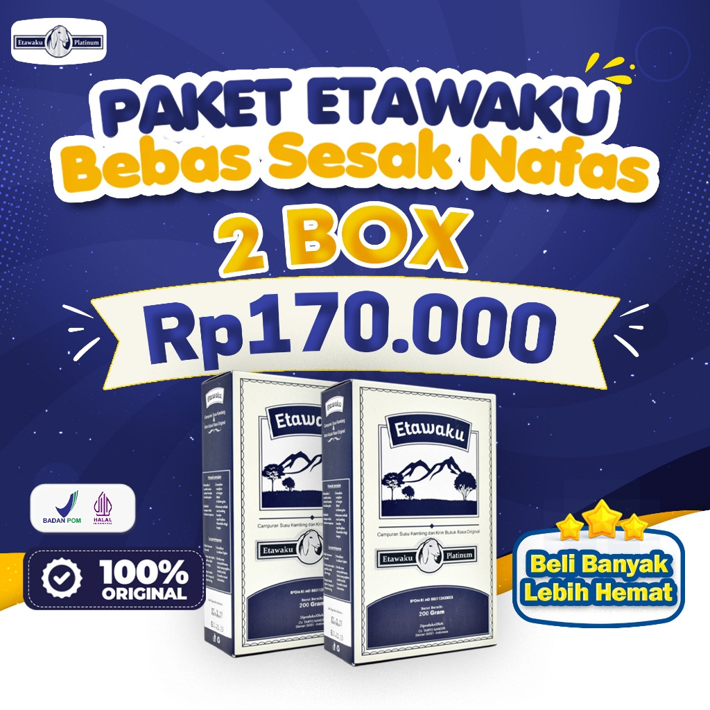 

Susu Etawaku 2 Box : Redakan Sesak Nafas - Batuk Berdahak - Flu - Bronkhitis & ISPA Original