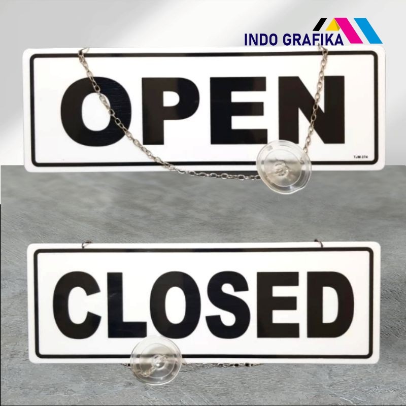 

Papan akrilik sign OPEN - CLOSED hitam putih