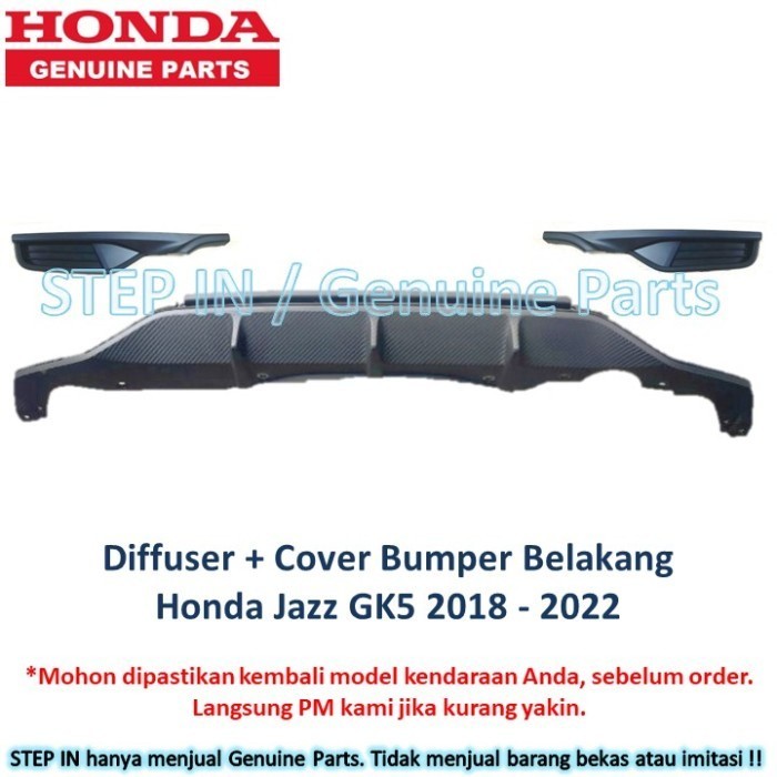 SET Diffuser komplit Cover Bumper Belakang Honda Jazz GK5 facelift 2018 2019 2020 2021 2022 garnish 