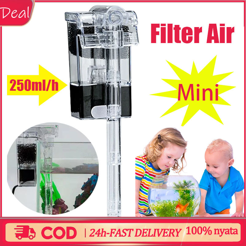 filter akuarium Gantungfilter aquarium tanpa kuras 3W 250L filter air  filter aquarium full set/Jam 