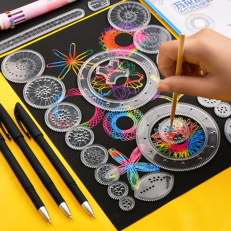 

Magic Wanhua Ruler Drawing toys Ruler set Interlocking Gears & Wheels Drawing Accessories Creative Multi-function Flower Curve