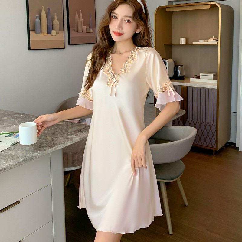 (COD)Rok Piyama Seksi Wanita Sutra Es 2024/baju tidur wanita sexy/lingering wanita/lingering wanita 