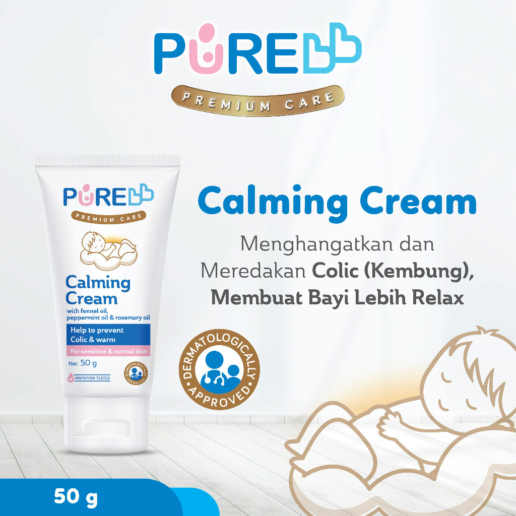 PUREBB CALMING CREAM 50GR Cream Hangat Meredakan Perut Kembung Bayi