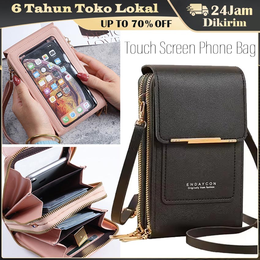 Dompet HP Touchscreen Kulit / Tas  Selempang Sling Bag / Handphone Touch Screen Wanita Dan Pria