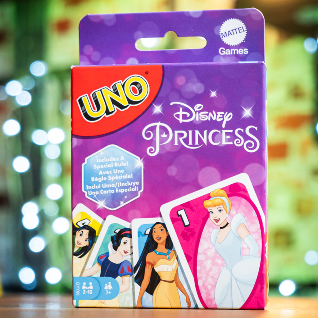 Mattel Games UNO Disney Princess Card Game for Kids and Families, Themed Playing Cards and Special R