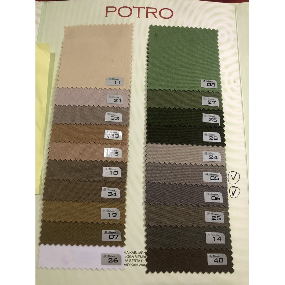 Kain Potro Semi Wool Drill Coklat Polisi & Coklat Hitam (set Polisi) - Cokelat Atasan, ±29 meter