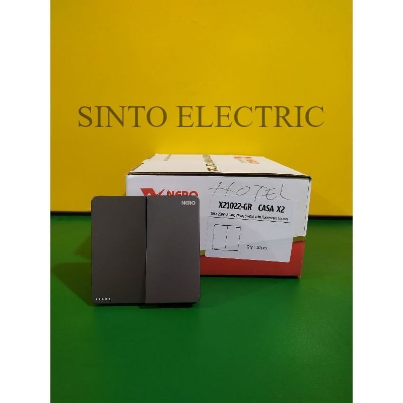 Saklar 2 Gang 2 Way Nero Casa Grey