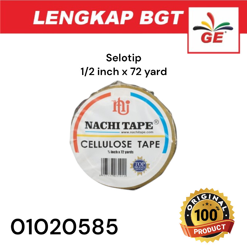 

Nachi Tape Selotip Cellulose Tape 1/2x72Yards Bening - 01020585