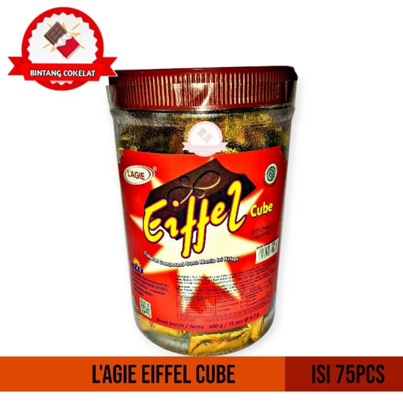 

L'AGIE legie lagie Eiffel cube cokelat coklat 1 toples isi 75pcs