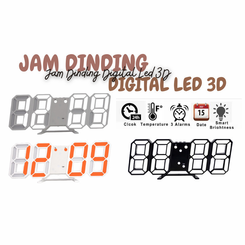 Jam Dinding Digital LED 3D
