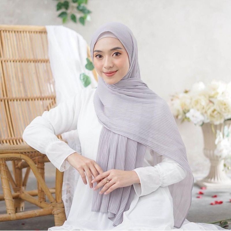 Jilbab / Hijab Pashmina Plisket Lidi Diamond - kerudung Pasmina Plisket