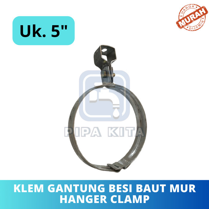 Hanger Klem Gantung Pipa 5 Inch Besi Engsel Hanger Clamp Clem Baut Mur