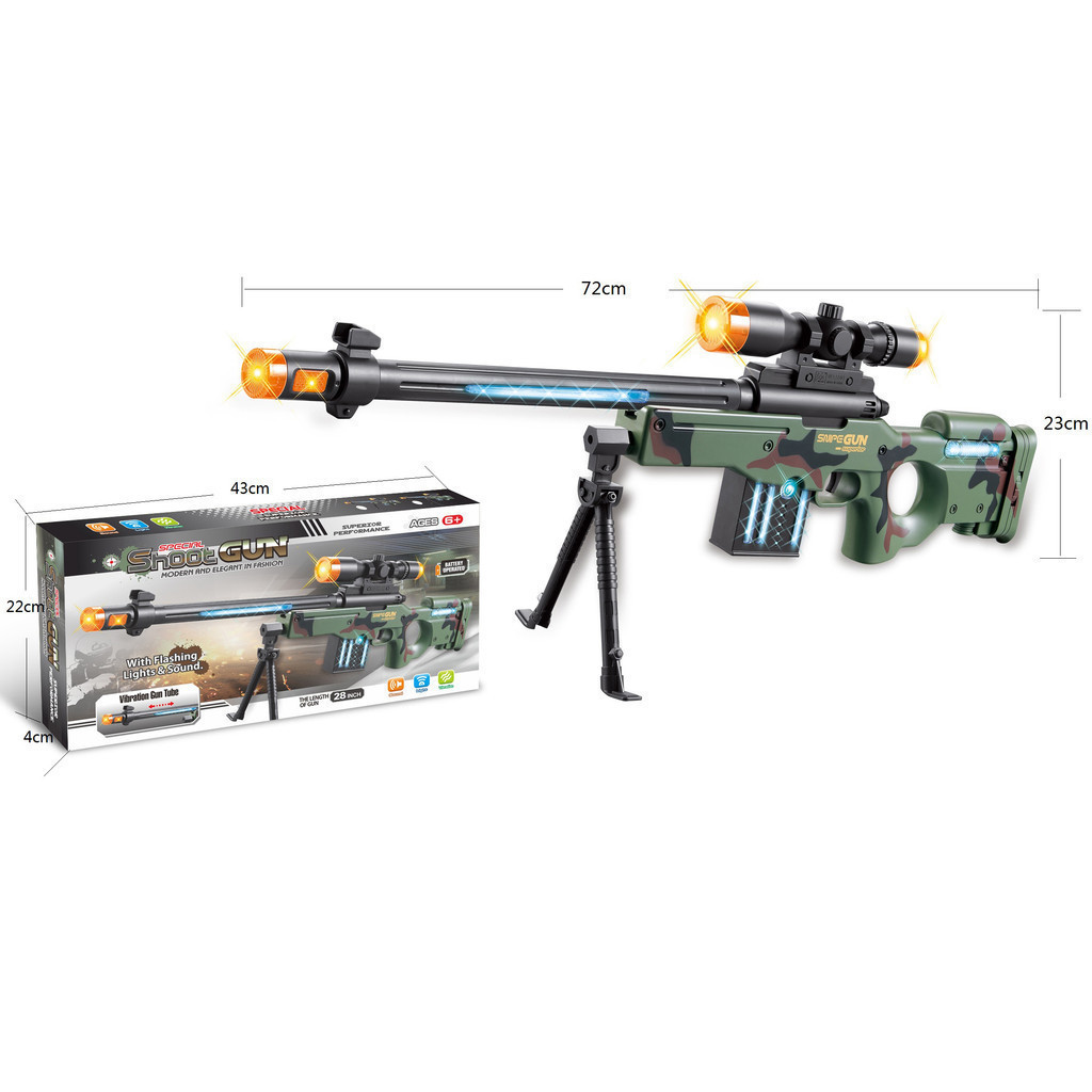 Pistol Mainan Sniper Shoot Gun MainanTembak Tembakan Lampu dan Suara Mainan Anak Cowok