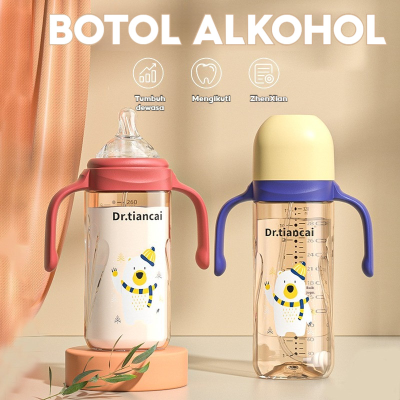 1 Cangkir 3 Dot Botol Susu Bayi Gelas Anak Anti Tumpah Botol Kartun 320ML Bayi Susu Bottle Sedotan