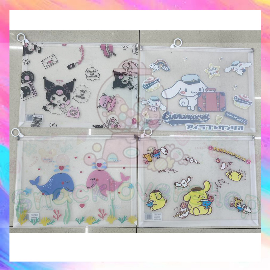 

Zipper Bag Size A4 Folder Kertas Tebal 1-2cm Motif Sanrio Kuromi Melody Cinnamonroll