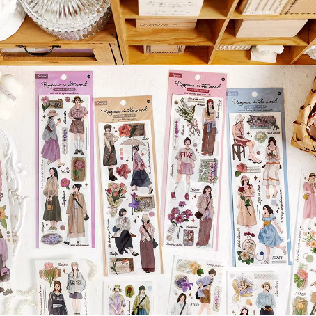 

1 Pack Isi 6 Lembar Stickers Journal ROMANCE WORK Series DIY Scrapbook Sticker Deco