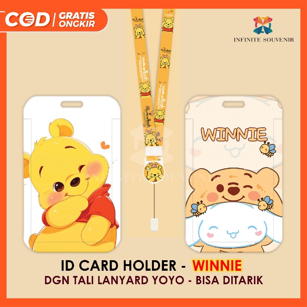 

(N017) ID Card Holder Tali Yoyo Winnie The Pooh / Nametag Yoyo Tiger Piglet / Card Holder Yoyo / Disney / Card Holder Tali Bisa Ditarik