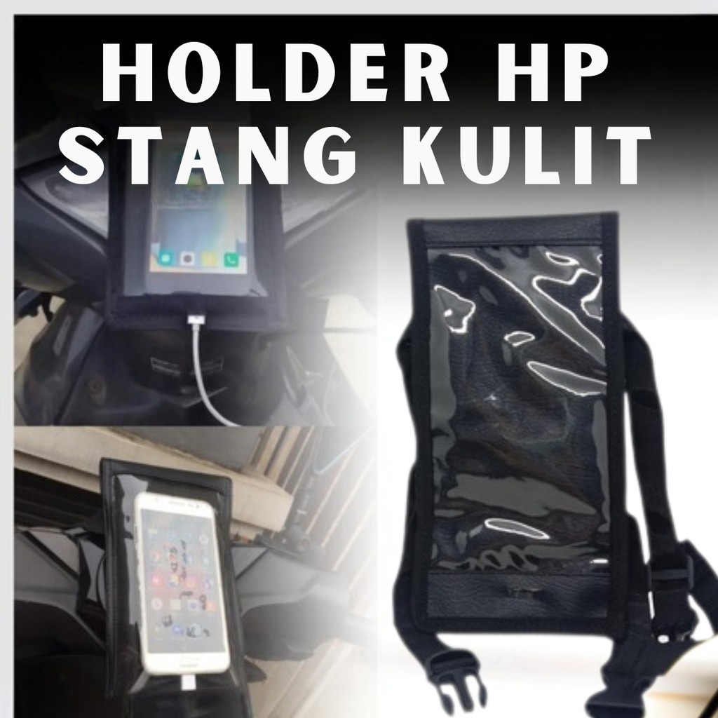 Holder Hp Motor Kulit Tas Cover Pelindung Handphone Stang Setang Sepeda Motor Pengaman Ponsel Ojol W