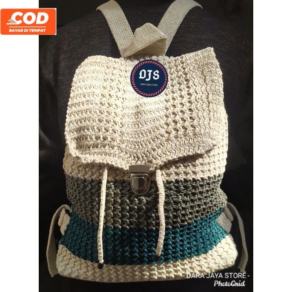 Random Tas Ransel Rajut Salur Besar