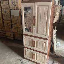 LEMARI PLASTIK MY TOP SUSUN 4 + CERMIN MOTIF KAYU
