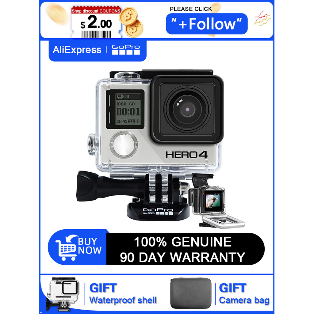 (Used) Gopro hero 4 silver 4k Ultra HD action camera WiFi  connection camera Helmet mounted outdoor 