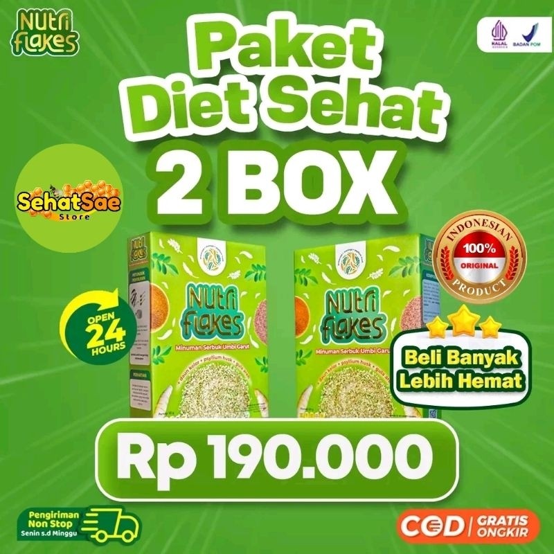 

Paket 2 Box Nutriflakes : Nutrisi Alami dari Umbi Garut untuk Kesehatan Lambung Isi 200 Gram