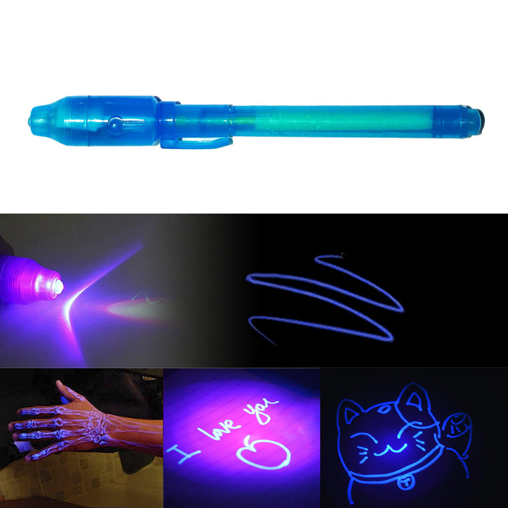 

2 in 1 Luminous Light Invisible Ink Pen UV Check Money Drawing Magic Pens