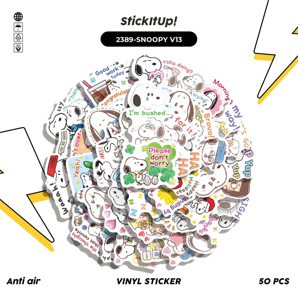 

COD✨ 50 Pcs Stiker SNOOPY V13 Lucu Anti Air Untuk Dekorasi Notebook Sepeda Skateboard Handphone DIY