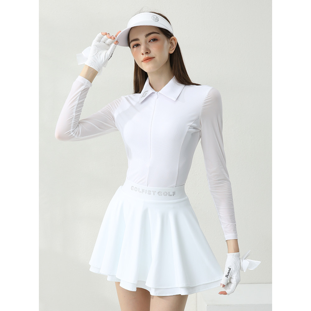 New Golf Women's Ice Silk Long Sleeve Summer Ice Silk Short Skirt Set Korean Slim Fit Sports Tennis 