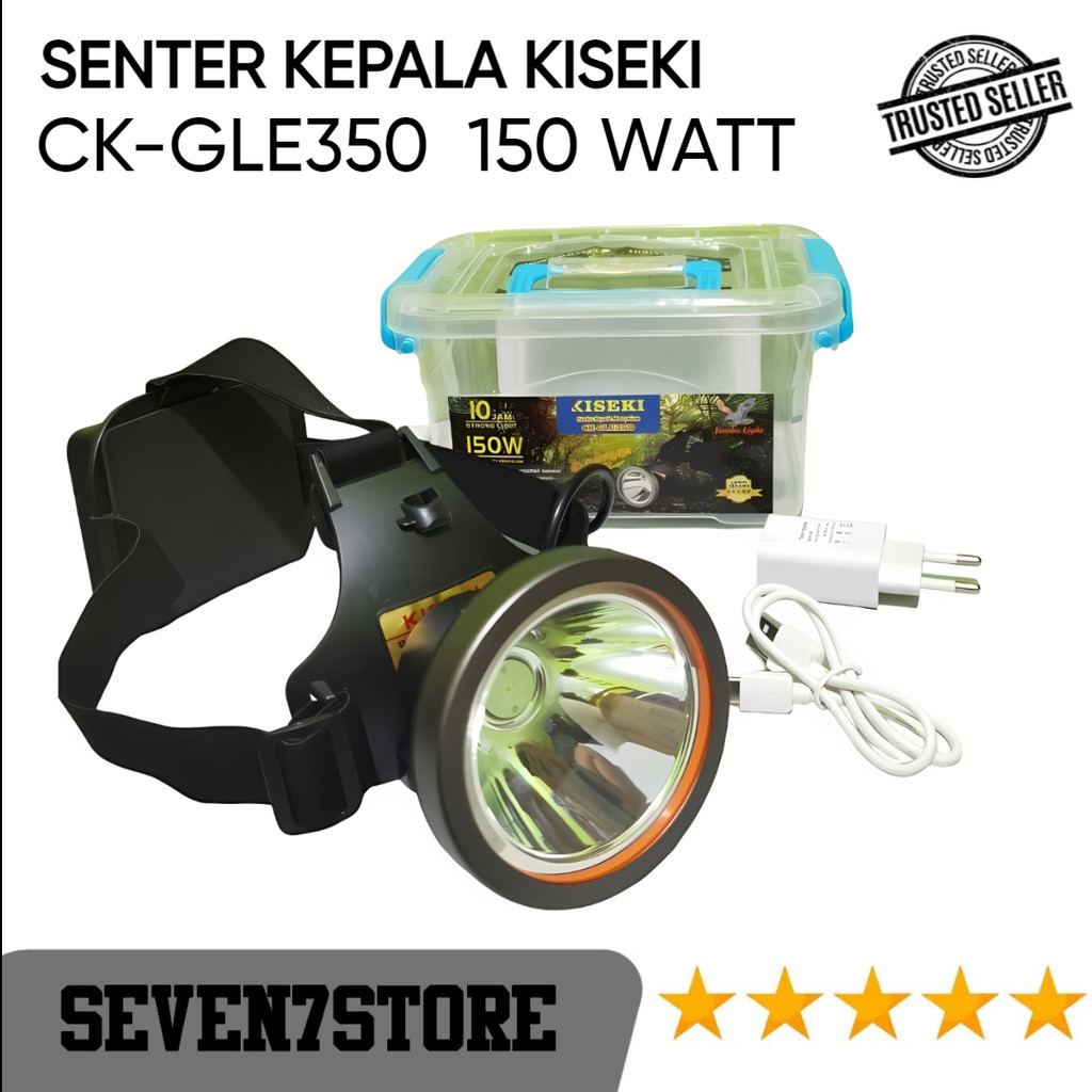 Senter Kepala Kiseki LED Super Terang Lithium CK-GLE350 150 WATT LED CAHAYA PUTIH