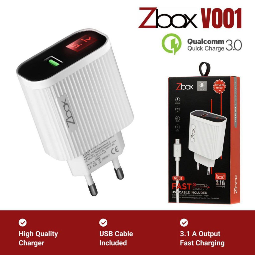 CHARGER ZBOX V001 LED DISPLAY AMPERE & VOLTASE | CASAN ZBOX MICRO & TYPE-C | CHARGER FAST CHARGING
