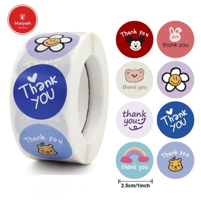 

Sticker Stiker Tempel Tempelan Thank You Terima Kasih Seal Label Kertas 1 roll isi 500 Pcs Bulat Bunga Kucing Gelas Makanan UMKM Online Shop THX TQ Warna Self Adhesive Seal Label sticker bulat gulung