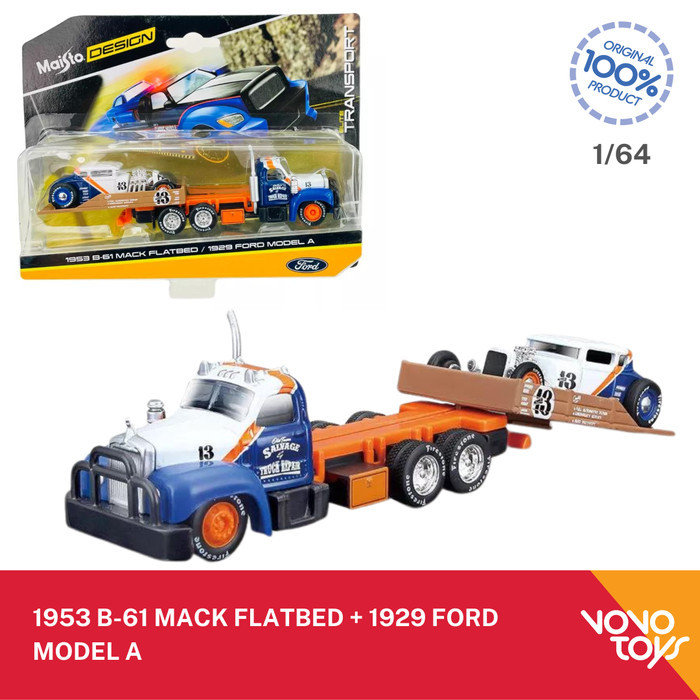 Maisto 1/64 1953 B-61 Mack Flatbed + 1929 Ford Model A