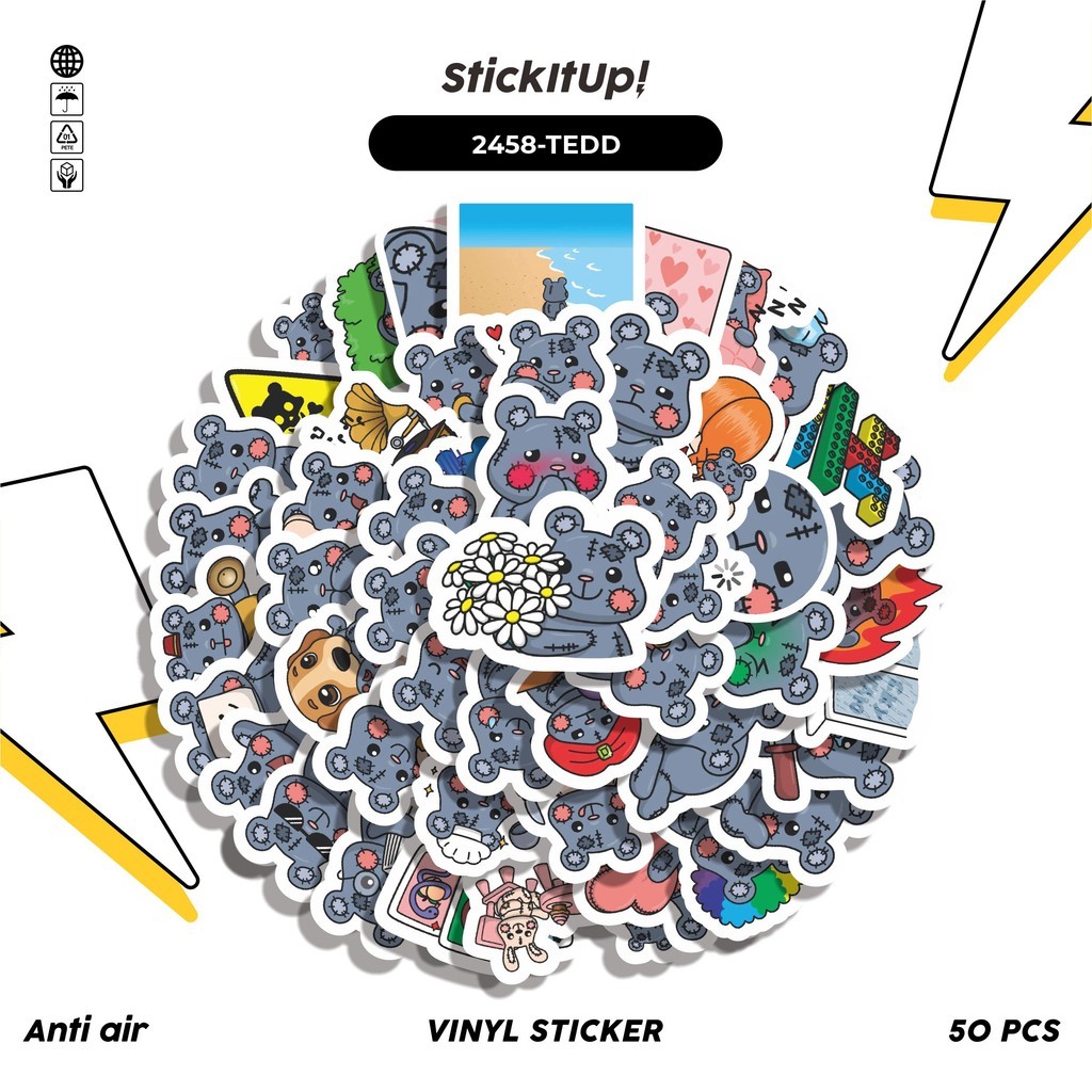 

COD✨ 50 Pcs Stiker FUNNY CHARACTER TEDDY THE PLUS BEAR STICKER PACK 01 Lucu Anti Air Untuk Dekorasi Notebook Sepeda Skateboard Handphone DIY
