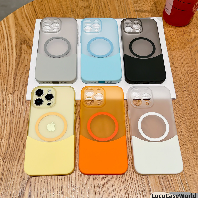 Magnetic removable double color Case iPhone 15 Premium PC Liquid Doff Matte Solid Color Black White 