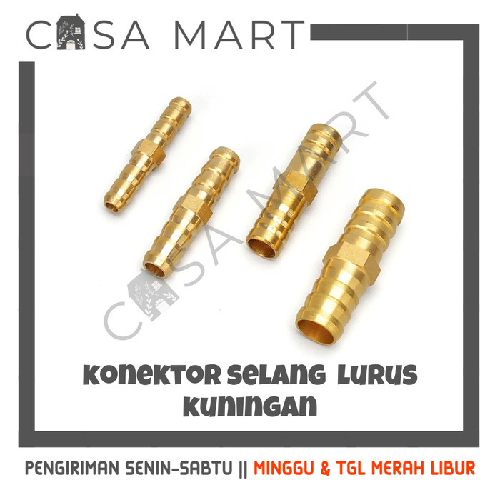 CASA MART Nepel Selang Sambungan Selang Air Kuningan 5/8 1/2 3/4 Konektor Kompresor Double Hose Barb
